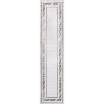 Athens Classic Border Marble Pattern High-low Area Rug